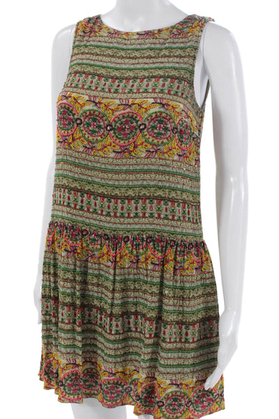 Hemant & Nandita Women Shift Dress Silk Sleeveless Multicolor Size 2