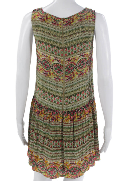 Hemant & Nandita Women Shift Dress Silk Sleeveless Multicolor Size 2
