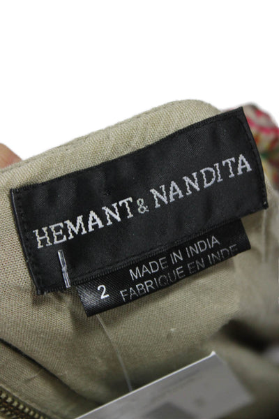 Hemant & Nandita Women Shift Dress Silk Sleeveless Multicolor Size 2