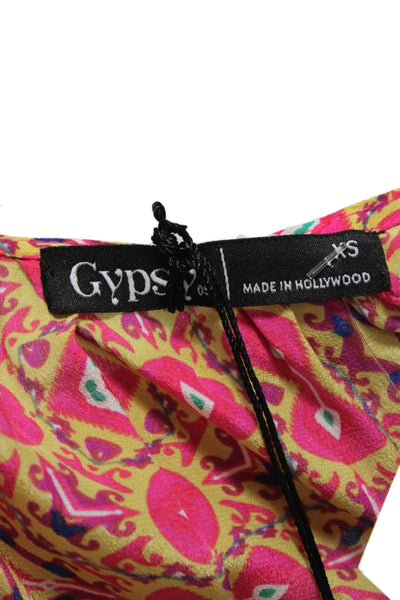 Gypsy Women Sundress Multicolor Silk V-Neck Half Sleeve Geometric Size XS