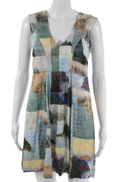 Maeve Anthropologie Women Fit & Flare Multicolor V-Neck Sleeveless Dress Size 0