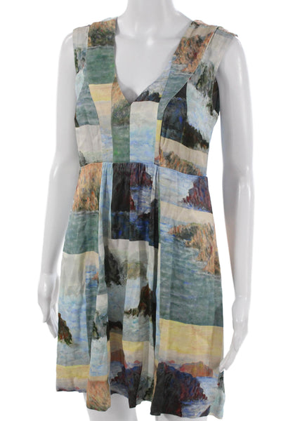 Maeve Anthropologie Women Fit & Flare Multicolor V-Neck Sleeveless Dress Size 0