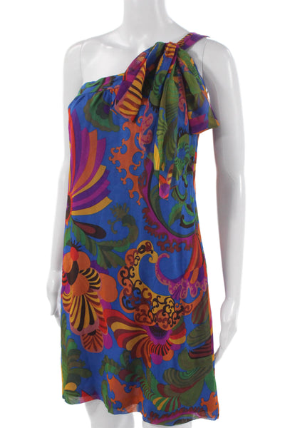 Banana Republic Trina Turk Women Shift Dress Blue Silk Size 0