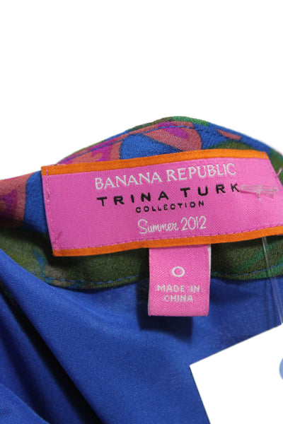 Banana Republic Trina Turk Women Shift Dress Blue Silk Size 0