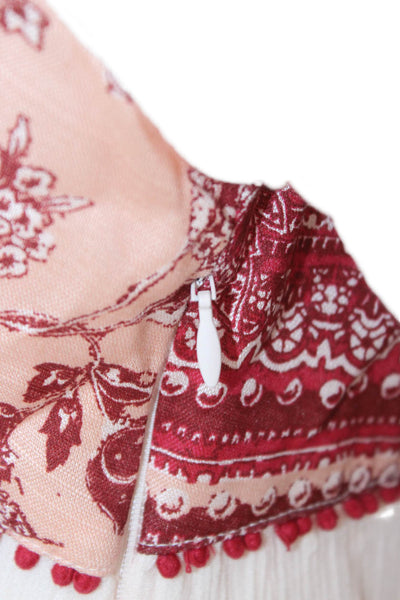 Free People Womens Shift Dress V-Neck Paisley Multicolor 3/4 Sleeve Size XS