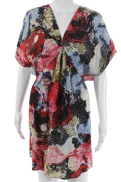 Leifsdottir Anthropologie Women Shift Dress Silk Floral V-Neck Size 2