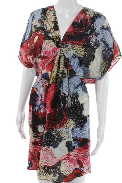 Leifsdottir Anthropologie Women Shift Dress Silk Floral V-Neck Size 2