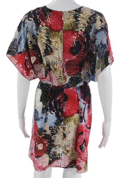 Leifsdottir Anthropologie Women Shift Dress Silk Floral V-Neck Size 2
