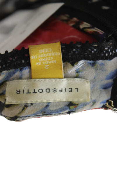 Leifsdottir Anthropologie Women Shift Dress Silk Floral V-Neck Size 2