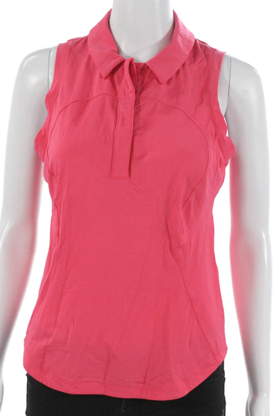 Lululemon Women Pink Collared Sleeveless Basic Polo Recycled Nylon Size 6