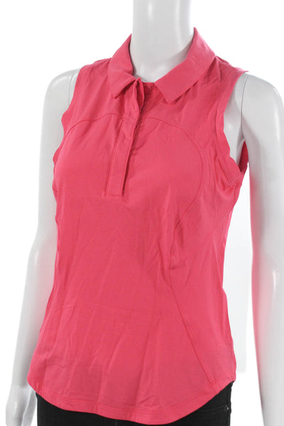 Lululemon Women Pink Collared Sleeveless Basic Polo Recycled Nylon Size 6