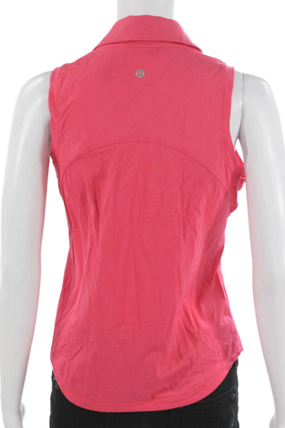 Lululemon Women Pink Collared Sleeveless Basic Polo Recycled Nylon Size 6