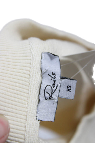 Rails Womens Pullover Sweatshirt Ivory Cotton Crew Neck 3/4 Sleeve Size XS