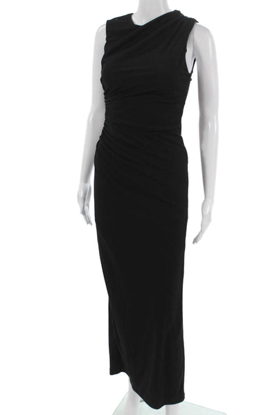 Zara Womens Maxi Dress Black Cowl Neck Sleeveless Zip Polyester Size S
