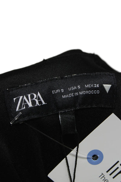 Zara Womens Maxi Dress Black Cowl Neck Sleeveless Zip Polyester Size S