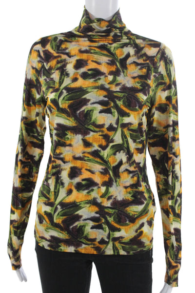 Marie Oliver Women Floral Turtleneck Blouse Multicolor Long Sleeve Size S