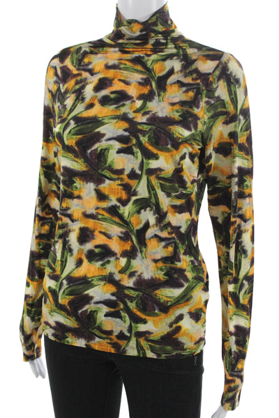 Marie Oliver Women Floral Turtleneck Blouse Multicolor Long Sleeve Size S