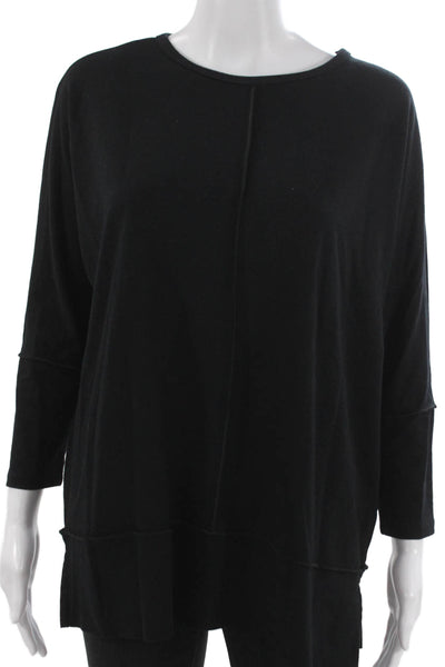 Spanx Womens Tunic Black Long Sleeve Round Neck Polyester Size S