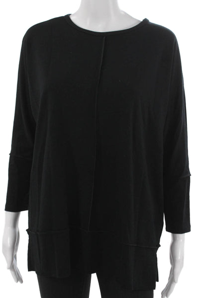 Spanx Womens Tunic Black Long Sleeve Round Neck Polyester Size S