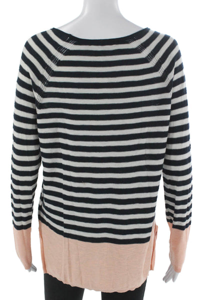 Vince Womens Striped Boat Neck Cotton Pullover Sweater Black Size XS