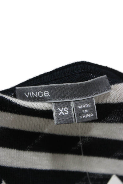 Vince Womens Striped Boat Neck Cotton Pullover Sweater Black Size XS