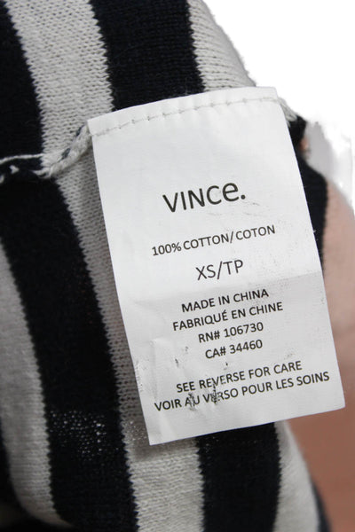 Vince Womens Striped Boat Neck Cotton Pullover Sweater Black Size XS