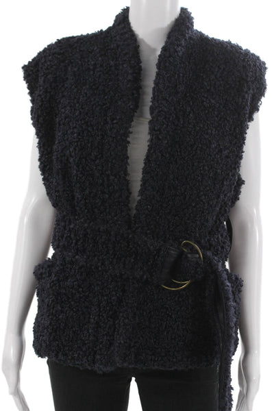 Marie Oliver Women Sleeveless Tie Polyester Vest Blue Size XS