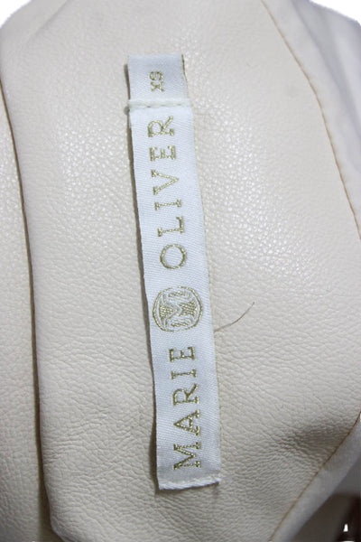 Marie Oliver Womens Biker Jacket Ivory Zip Polyurethane Long Sleeve Size XS