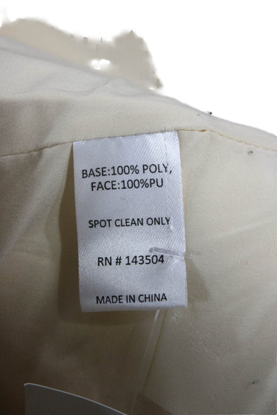 Marie Oliver Womens Biker Jacket Ivory Zip Polyurethane Long Sleeve Size XS