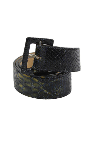 Leatherock Womens Medium Width Snake Embossed Leather Buckle Belt Blue Medium