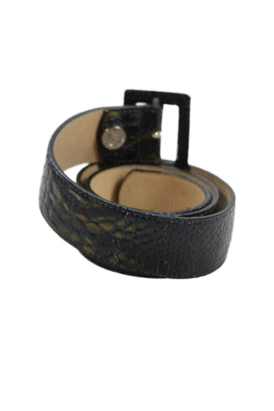Leatherock Womens Medium Width Snake Embossed Leather Buckle Belt Blue Medium