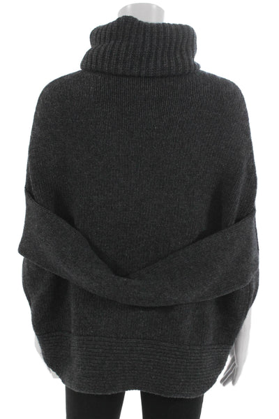 Agnona Women Cape Sweater Wool Turtleneck Sleeveless Gray Size 40