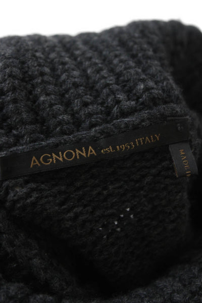 Agnona Women Cape Sweater Wool Turtleneck Sleeveless Gray Size 40
