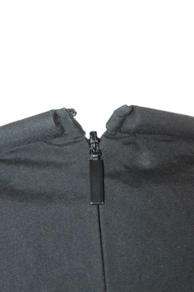 Tibi Womens Black Cotton Round Neck Long Sleeve Blouse Size 4