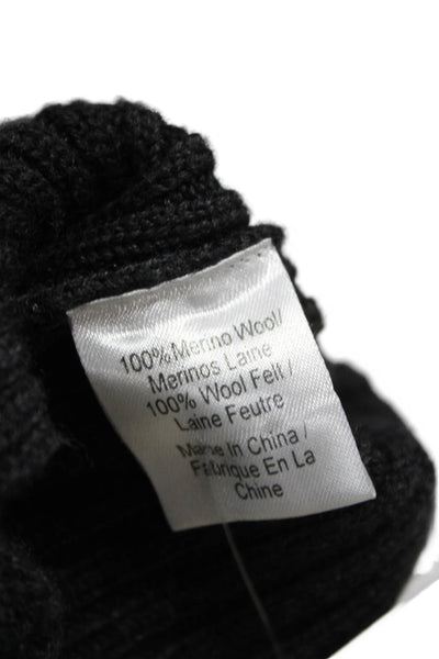 Vera Wang Women Cardigan Sweater Hooded Merino Wool Gray 3/4 Sleeve Size M