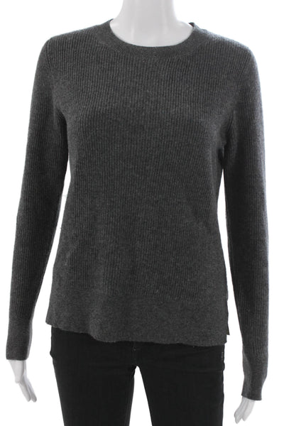 Kokun Women Gray Cashmere Crew Neck Pullover Sweater Long Sleeve Size S