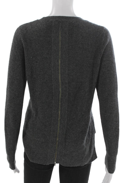 Kokun Women Gray Cashmere Crew Neck Pullover Sweater Long Sleeve Size S