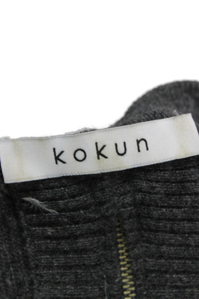 Kokun Women Gray Cashmere Crew Neck Pullover Sweater Long Sleeve Size S