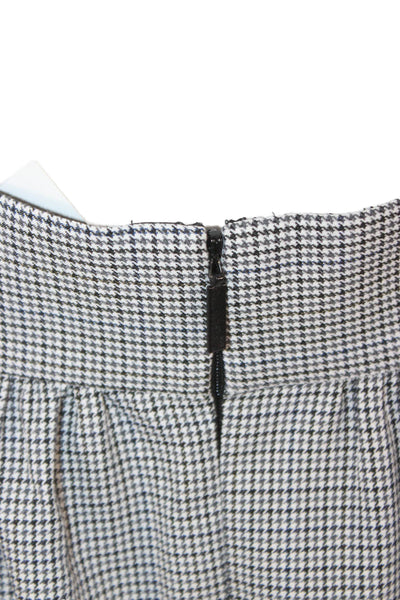 Tibi Womens A-Line Midi Skirt Black Checked Cotton Zip Size 6