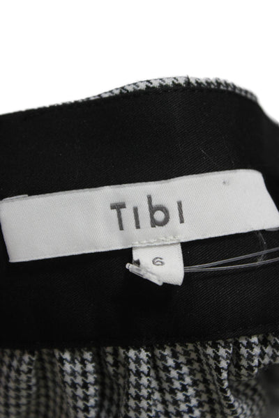 Tibi Womens A-Line Midi Skirt Black Checked Cotton Zip Size 6