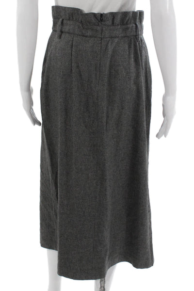 Tibi Womens Gray Viscose Herringbone Long A-Line Skirt Button Size 8