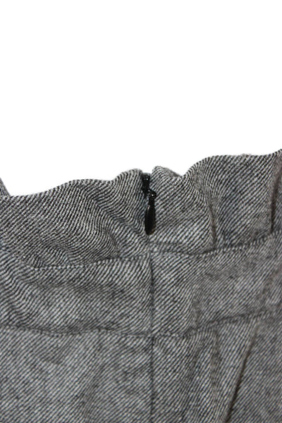 Tibi Womens Gray Viscose Herringbone Long A-Line Skirt Button Size 8