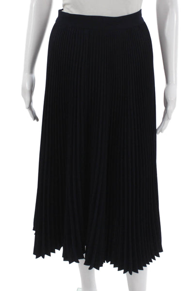 Rachel Comey Womens Pleated Midi Skirt Blue Polyester Button Size 6