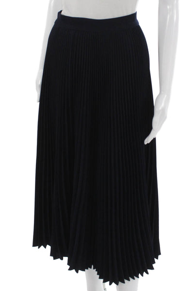 Rachel Comey Womens Pleated Midi Skirt Blue Polyester Button Size 6