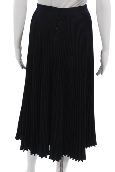 Rachel Comey Womens Pleated Midi Skirt Blue Polyester Button Size 6
