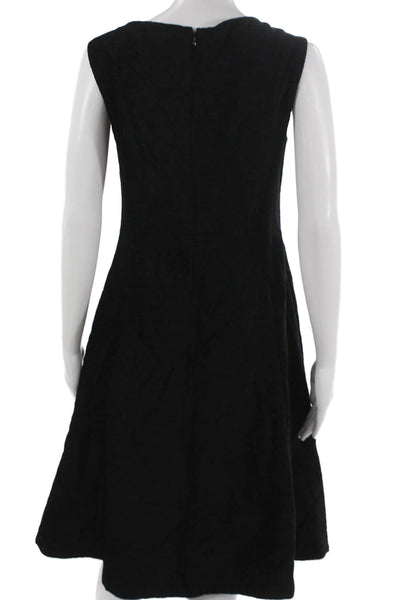 Adeam Women A-Line Black Sleeveless Square Neck Rayon Knee Length Dress Size 8