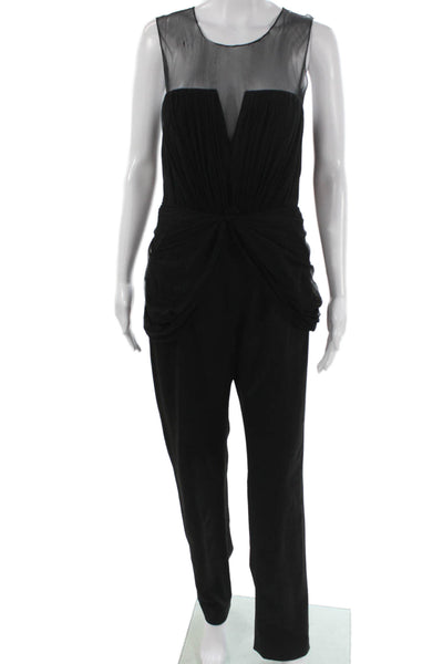 Katharine Kidd Women Sleeveless V-Neck Black Polyester Jumpsuit Zip Size 6