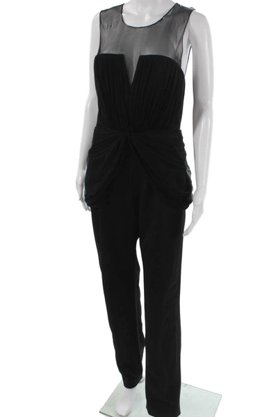 Katharine Kidd Women Sleeveless V-Neck Black Polyester Jumpsuit Zip Size 6