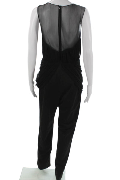Katharine Kidd Women Sleeveless V-Neck Black Polyester Jumpsuit Zip Size 6
