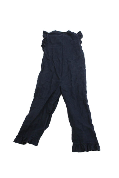 Il Gufo Girls Linen Sleeveless Buttoned Jumpsuit Blue Size 8